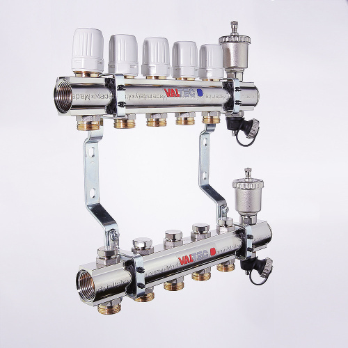 Коллекторная группа в сборе, 1"х4 вых. Евроконус 3/4" VALTEC VTc.594.EMNX.0604