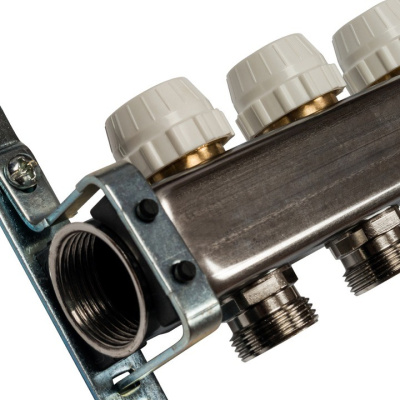 Коллекторный блок STOUT с отсечным клапаном 1"х 10 вых x 3/4" SMS-0932-000010 нержавеющая сталь