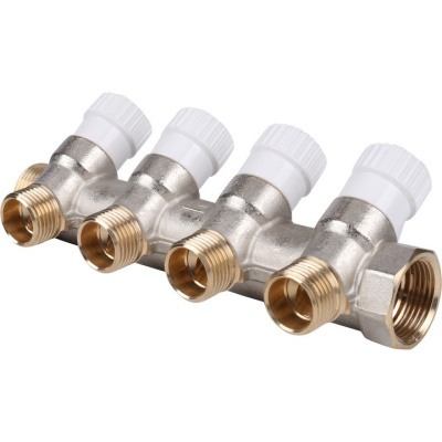 Регулировочный коллектор  на 4 вых 3/4" х 1/2" STOUT никель  SMB 6851 341204