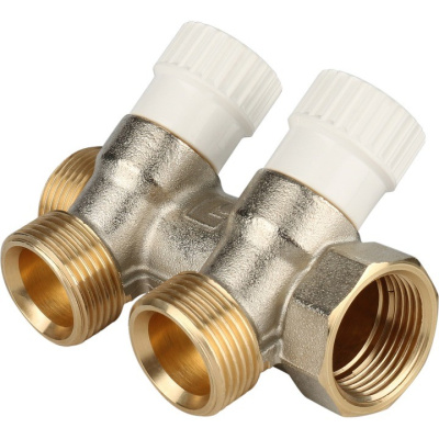 Коллектор регулировочный на 2 вых 3/4" х 3/4" евроконус STOUT никель  SMB 6851 343402