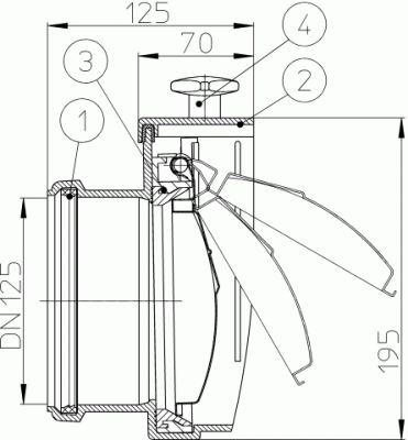 HL 712.0  DN 125 Канализационный затвор с профилированной заслонкой из нержавеики