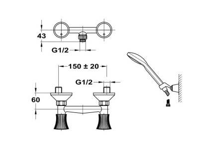 402 SPEKTR CER  Смеситель для душевой кабины без излива. держ. душа с керамической кран-буксой MOFEM