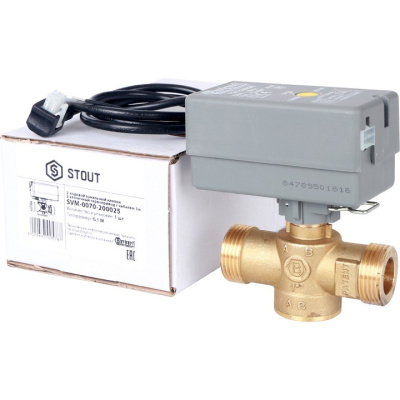 2-х ходовой 1 зональный клапан, сервопривод 230V, кабель 1 м, kv 12 SVM-0070-200025 STOUT