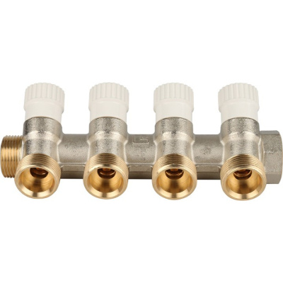 Коллектор регулировочный на 4 вых 3/4" х 3/4" евроконус STOUT никель  SMB 6851 343404