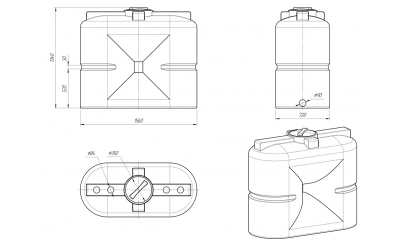 ЕМКОСТЬ S 1000 литров 1300х730х1580 Диаметр горловины 300 мм