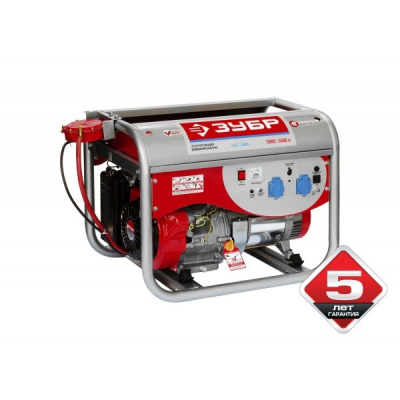 Генератор комб.(бензин/газ) ЗУБР 5500/5000 Вт,220 В,ручной пуск,бак 25 л,предохранитель 16А