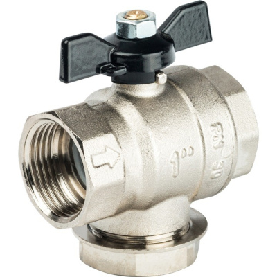 Кран шаровой с фильтром  1" резьба вн.-вн., ручка ,бабочка  STOUT