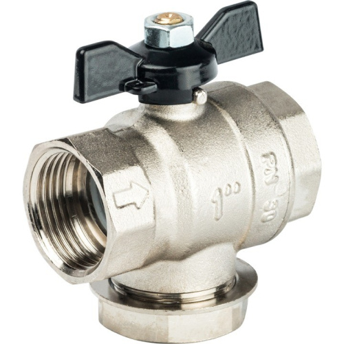 Кран шаровой с фильтром  1" резьба вн.-вн., ручка ,бабочка  STOUT