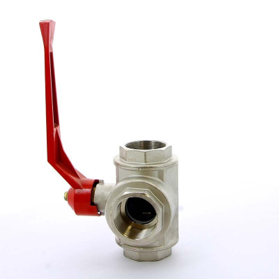 128 L Кран ВВ 1/4" 3-ходовой тип L ручка  ITAP