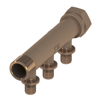 Коллектор с выводами под запрессовку 3/4'' х 16, 2 контура, бронза TECE 712201