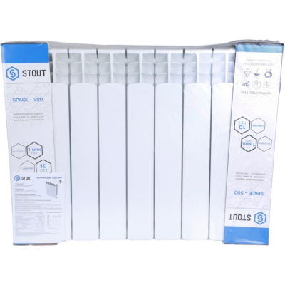 Биметаллический  секционный радиатор STOUT Space 6 секции нижнее подкл 3/4 500/90 SRB-0320-050006