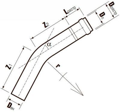 Отвод напорный НПВХ  DN Ø 315 x 30°  Хемкор           