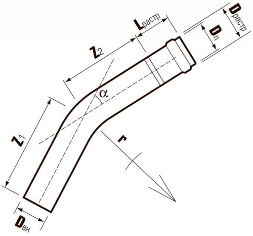 Отвод напорный НПВХ  DN Ø 315 x 22°  Хемкор           