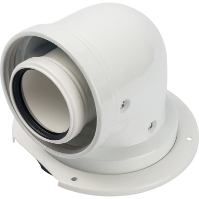 Угол для конденсационного дымохода с фланцем 90° Ø60/100, м/п PP-FE (совместим с Bosch) STOUT