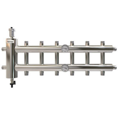 Коллектор с гидрострелкой 60 кВт 7 контуров 1х1 GSK 25-7 AISI 304 ПроксиТерм