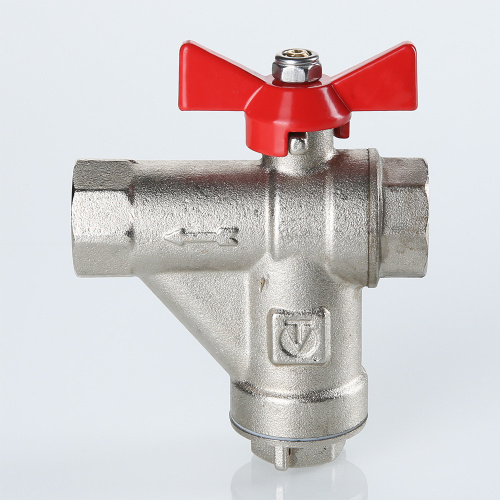 Кран шаровый со встроенным прямым фильтром, рукоятка бабочка 1/2" вн.-вн. VALTEC VT.294.N.04 