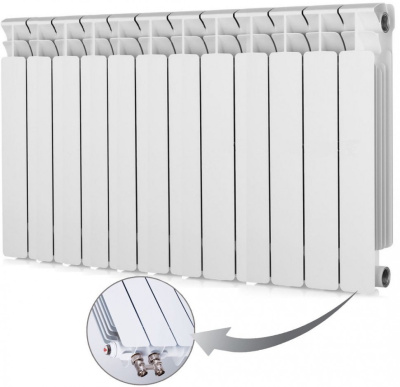 Радиатор биметаллический  RIFAR BVL 350 - 14 секций Нижнее подключение слева BASE Ventil 1946 Вт