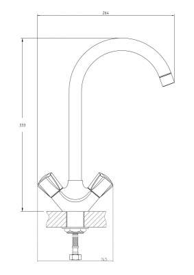 SPC2200 Смеситель KÖNNER SPACE для кухни с высоким поворотным изливом