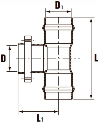Тройник с металлическим фланцем  DN Ø 110 х 100  Хемкор           