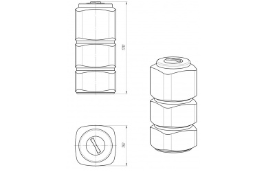 ЕМКОСТЬ L 1670  х 749  х 749    Диаметр горловины 300 мм