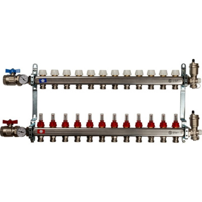 Комплект коллекторный блок с расходомерами STOUT 1"х 13 вых x 3/4" SMS 0907 000013 нерж. сталь