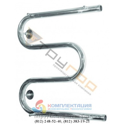 Полотенцесушитель М-обр. (H600 мм х L600 мм Вт173)с полкой, подкл.1"с накидной гайкой из нержавейки