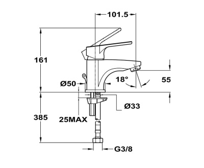101 PRO  Смеситель для умывальника c литым изливом c металич. донным клапаном 101 мм MOFEM    