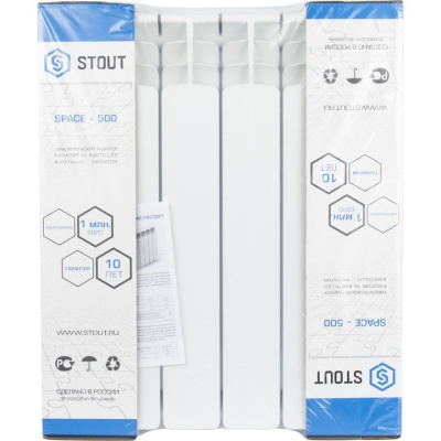 Биметаллический секционный радиатор STOUT Space 5 секции 500/90 SRB-0310-050005