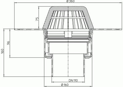 Кровельная Воронка HL62F/7 DN 75   вертикальная с листвоуловителем; для FPO- мембран.