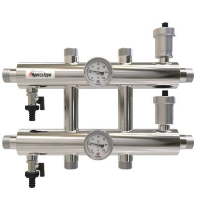 Распределительный коллектор 60 кВт 3 контура 1х1 GK 25-3 AISI 304 ПроксиТерм