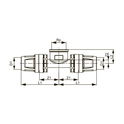 Тройник 40 х 1" PPSU-бронза внутренняя резьба TECElogo-Push 8713406