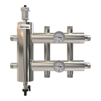 Коллектор с гидрострелкой 85 кВт 3 контура 1,1/4х1 GSK 32-3 AISI 304 ПроксиТерм