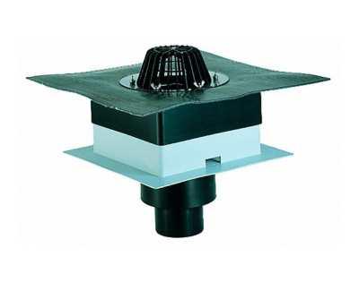 Кровельная воронкаHL63H/2 DN125 , из профлиста, с битумн. полотном с монтажным коробом, с листвоул