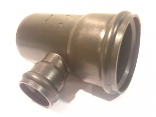 Тройник канализационный черный переходной Ø 108(ДУ100)хØ 50 (ДУ48) х90° (прямой)