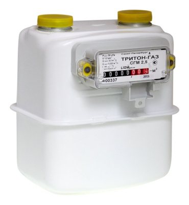 Счетчик газа Тритон-газ СГМ2.5, Диафрагменный Qном 2,5м3/ч ( газовая колонка+ плита )