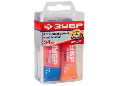 Эпоксидный клей двухкомп. ЗУБР 17 мл + 17 мл, водостойкий, от -40 до 150 С , в пласт.боксе.