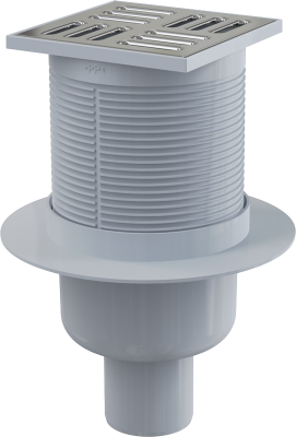 Трап 105х105/50 мм прямой сток, решетка из нержавеющей стали, гидрозатвор мокрый APV2