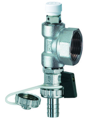 Хромированный узел 1.1/4" с ручным воздухоотводчиком и сливным краном