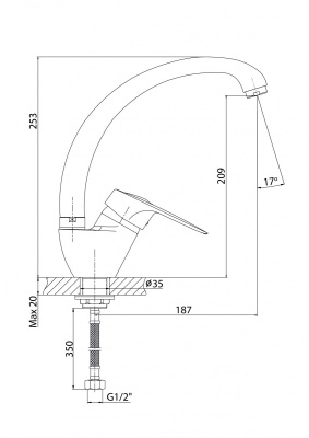 KRN1200 Смеситель KÖNNER KRONO для кухни с высоким поворотным изливом