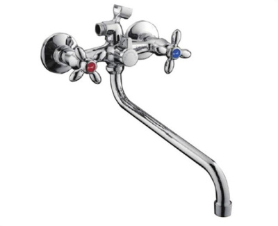 F 2227-2 Смеситель для ванны с изливом 32см и шаровым переключателем в корпусе, хром FRAP