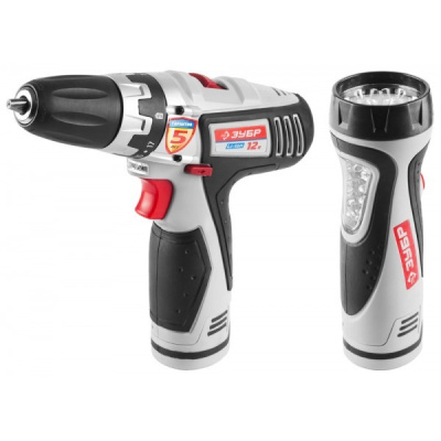 Дрель-шуруповерт аккумуляторная Li-ion 12 В,крутящий момент 32/16Hm ,17 уровней +1 ,+ ФОНАРЬ ,  ЗУБР