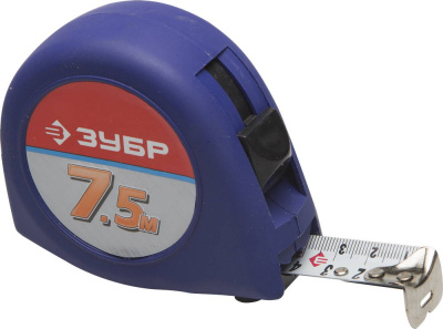 Рулетка ЗУБР ЭКСПЕРТ КОМФОРТ 7.5 м х 25 мм ,  корпус с резиновым напылением.