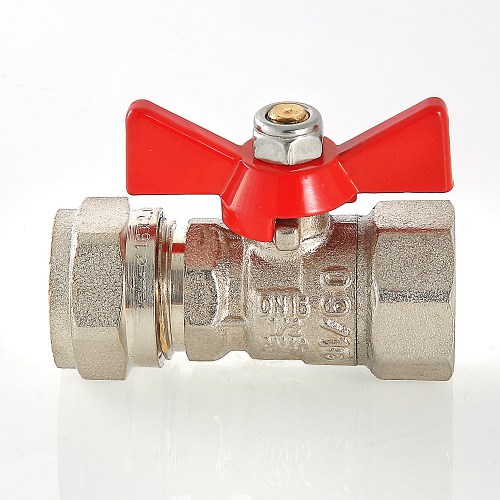 Кран шаровый под обжим, рукоятка бабочка 16х1/2 вн.  VALTEC  VT.342.N.1604