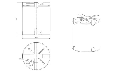 ЕМКОСТЬ Т 5000 литров 2150  х DN 1850  Диаметр горловины 400 мм