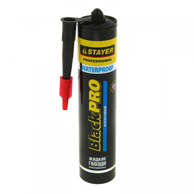 Жидкие гвозди 280 мл STAYER BlackPRO WATERPROOF влагостойкий для отделки ванных комнат