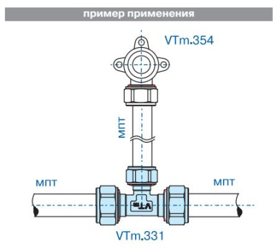 Тройник обжимной 26х20х16                                 VALTEC VTm.331.N.262016 Редукционный обжим