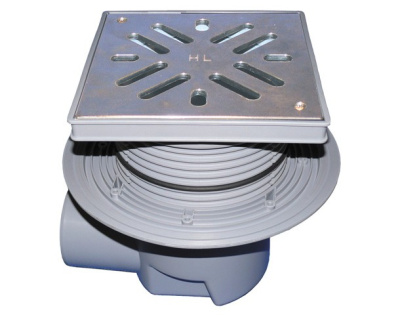 HL615SW DN110 решетка сталь 226х226мм Трап PERFEKT, Надставной элемент с подрам, Гидрозатвор