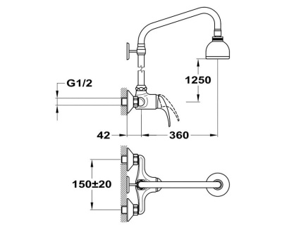 404 JUN  Смеситель для душа с фиксирующей трубкой  MOFEM
