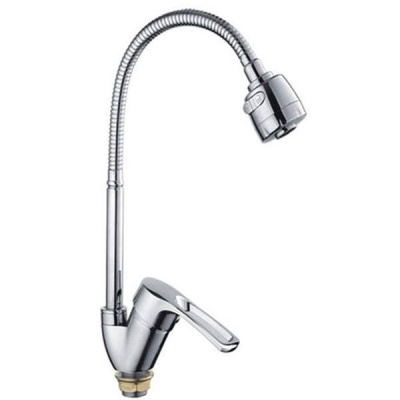 F 43701-В Смеситель для кухни с гайкой и гибким изливом 2 режима хром однорукий FRAP