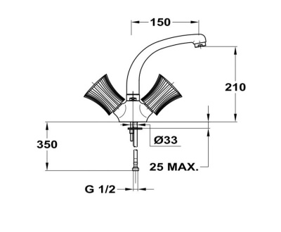 114 SPEKTRUM CER  Смеситель для мойки, излив 150 мм. с керамической кран-буксой MOFEM